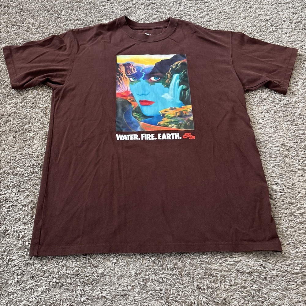 🔥Nike Air Water Fire‎ Earth Shirt Brown Size Adult Men's Medium Graphic